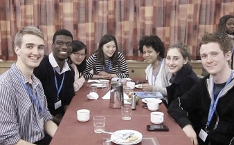 students at conference